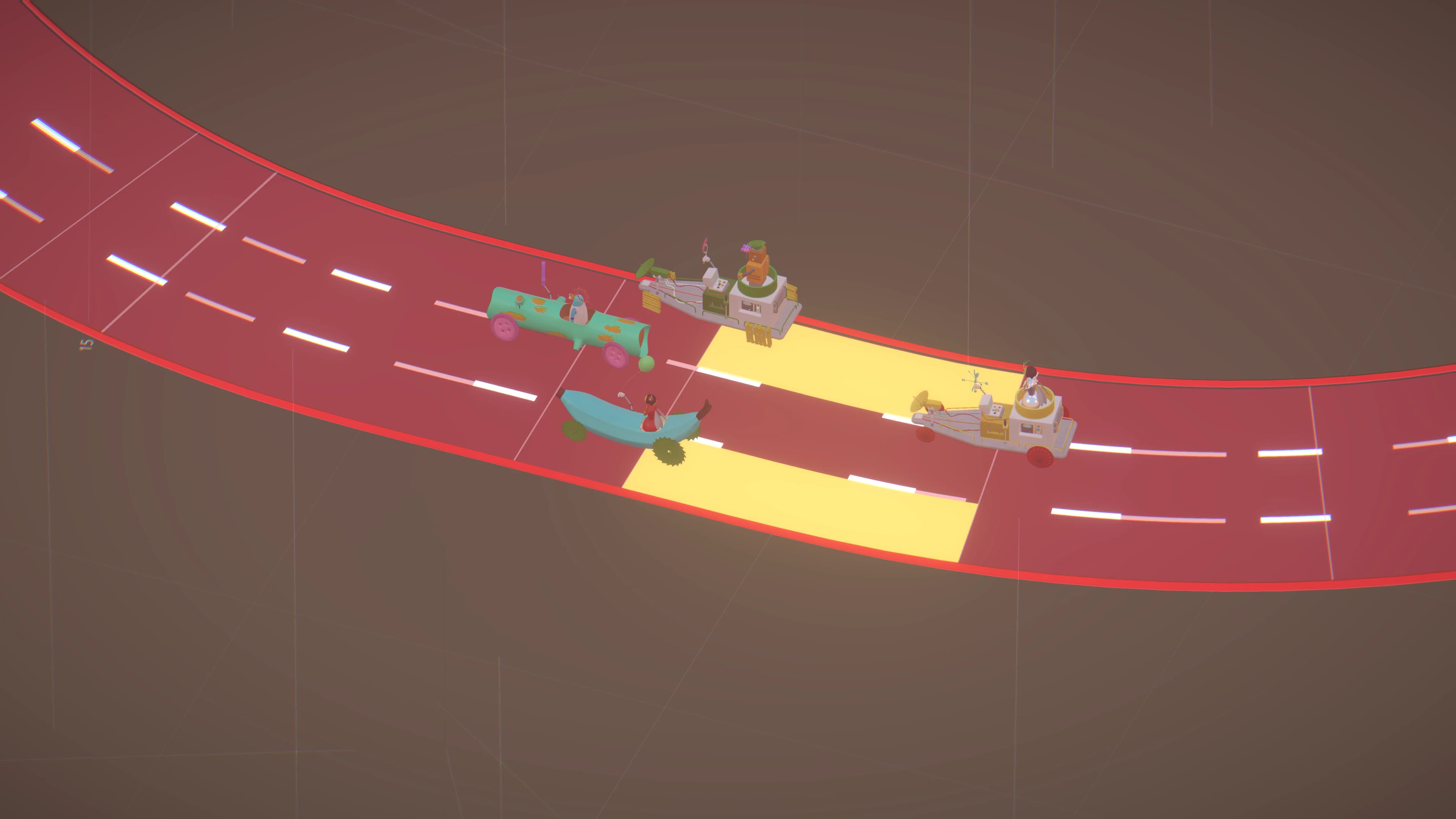 Lucky Races racers crossing a dramatic board-game track